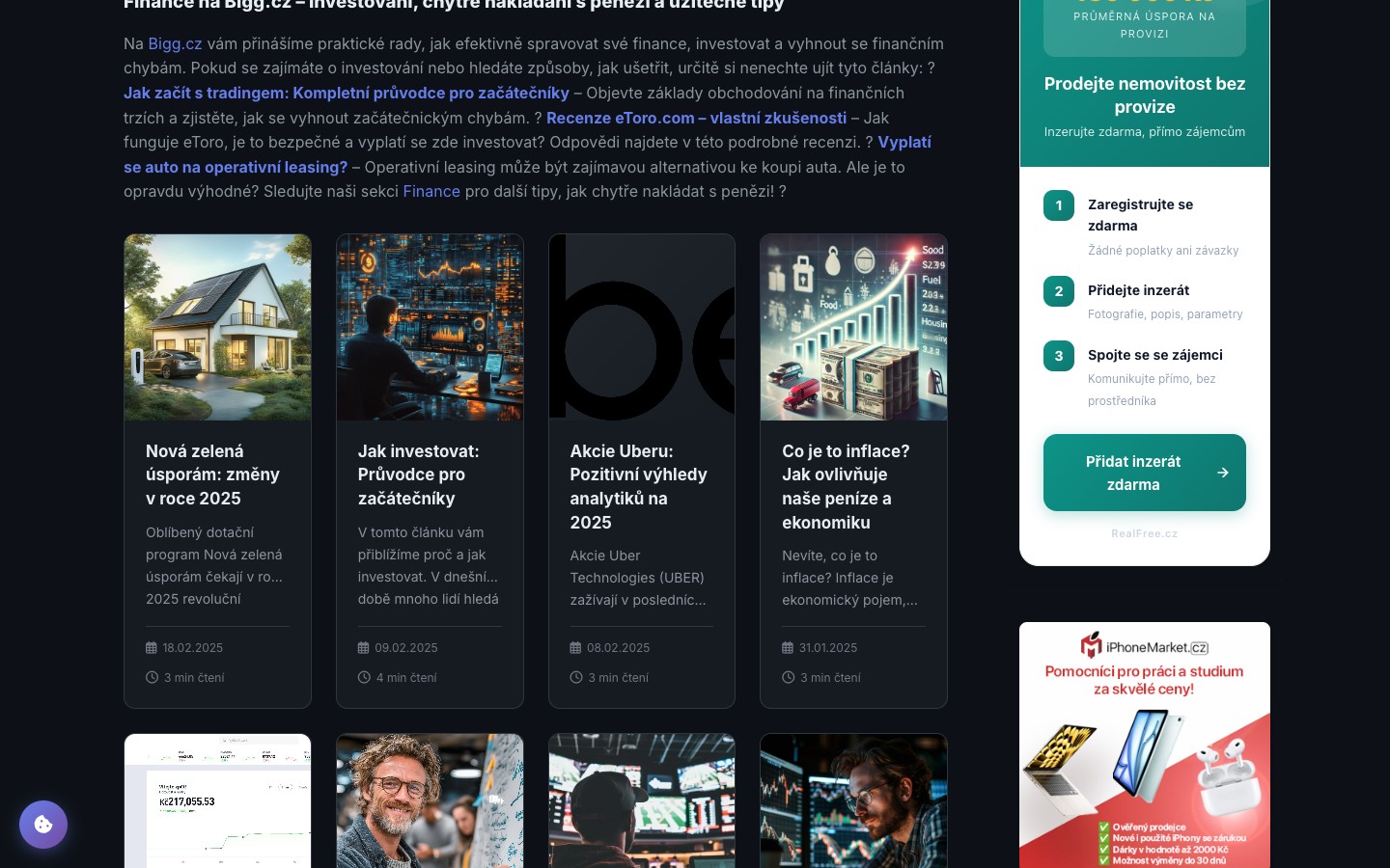 Sekce Finance – články o investicích, úsporách a ekonomických trendech