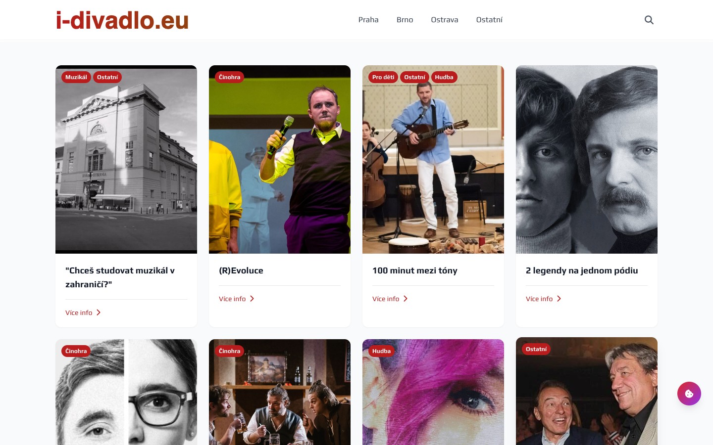 Seznam představení – 470+ titulů s vyhledáváním a filtry