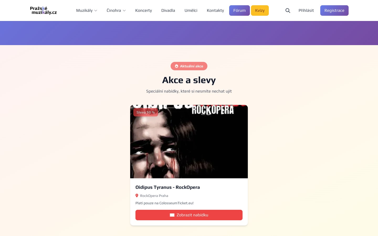 Program muzikálů – aktuální představení s termíny a cenami vstupenek