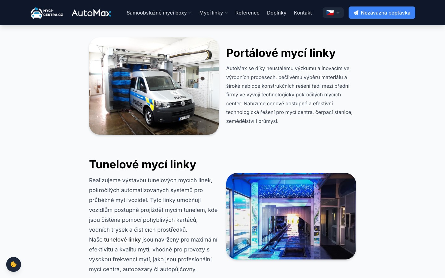 Detail kategorie Mycí linky – technické parametry a popisy produktů