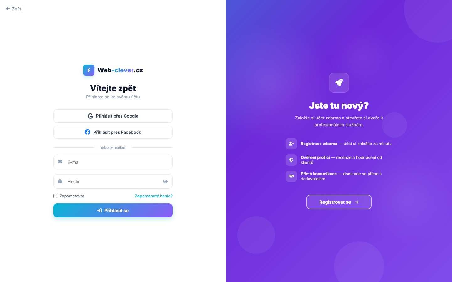 Přihlášení – login pro freelancery a klienty