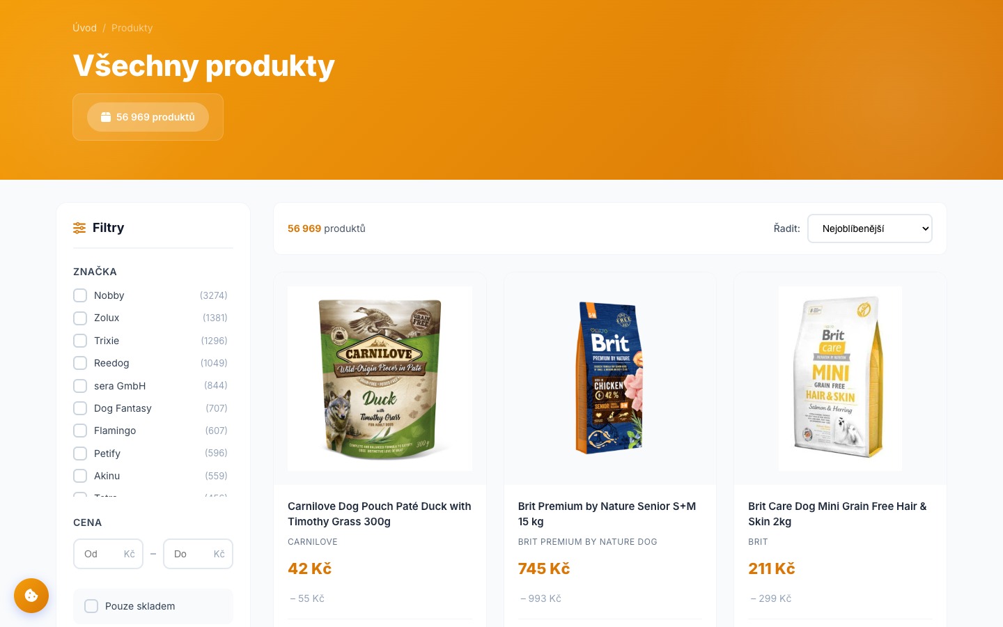 Katalog 56 000+ produktů s filtry, značkami a porovnáním cen