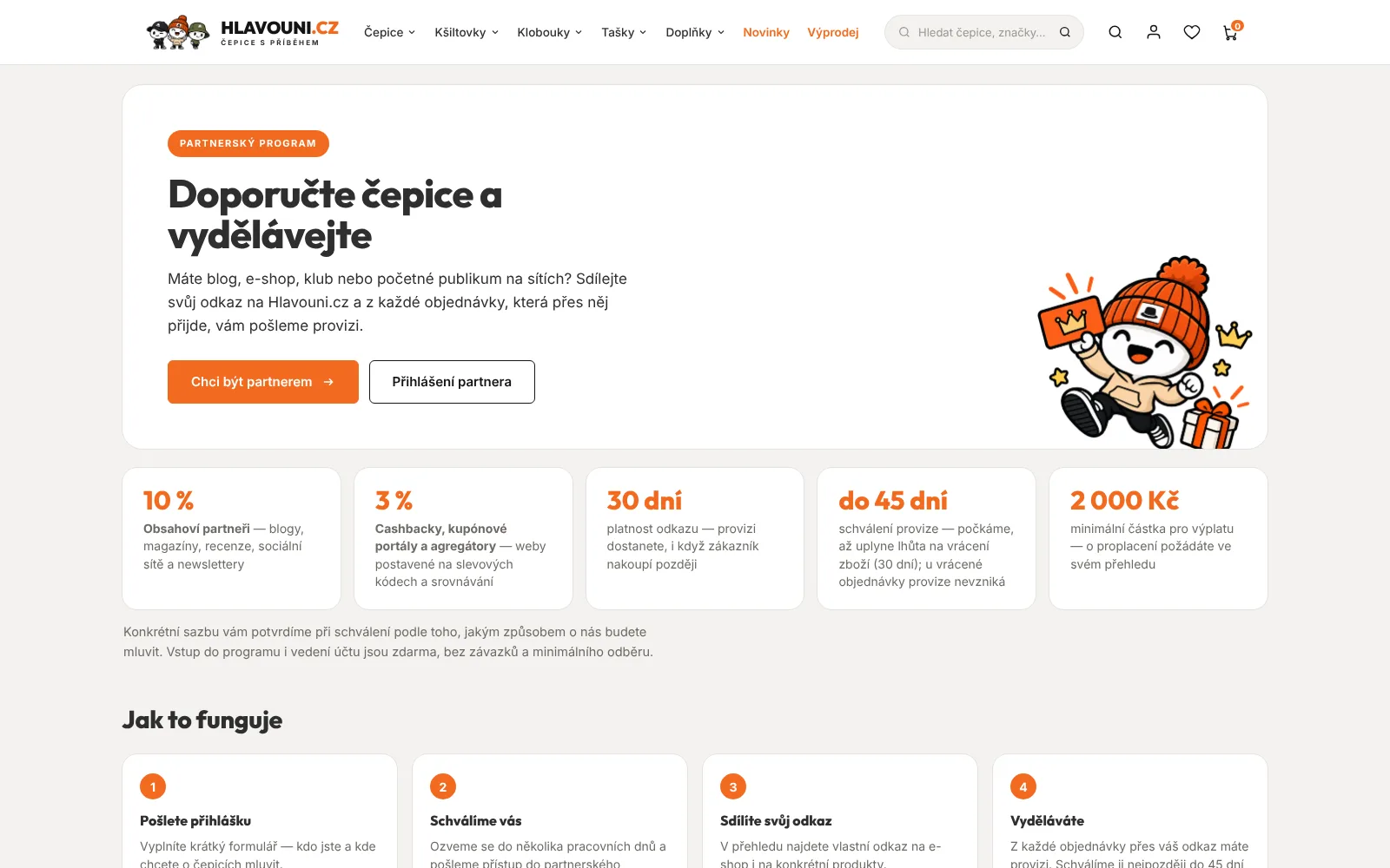 Partnerský program — provize pro obsahové a slevové weby, platnost odkazu 30 dní
