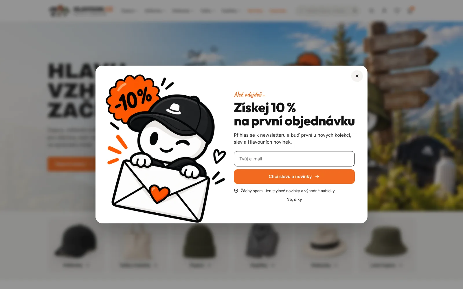 Popup pro sběr newsletteru se slevovým kódem na první objednávku