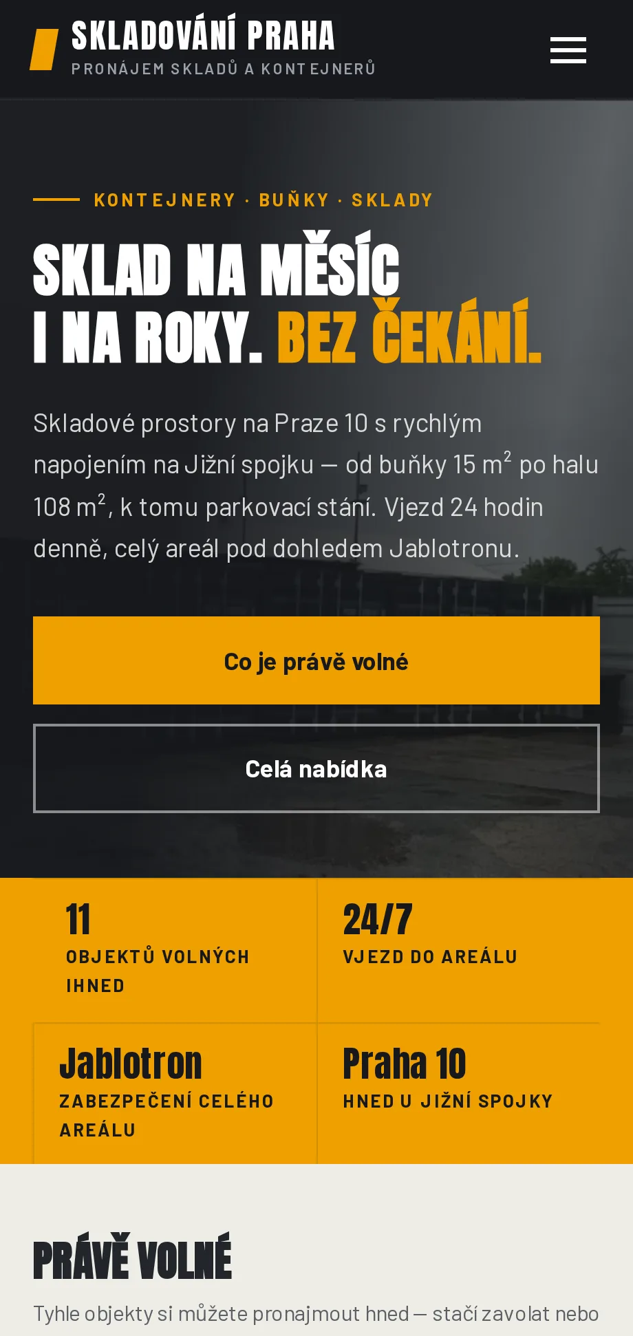 Skladování Praha — pronájem skladů, buněk a kontejnerů na mobilu