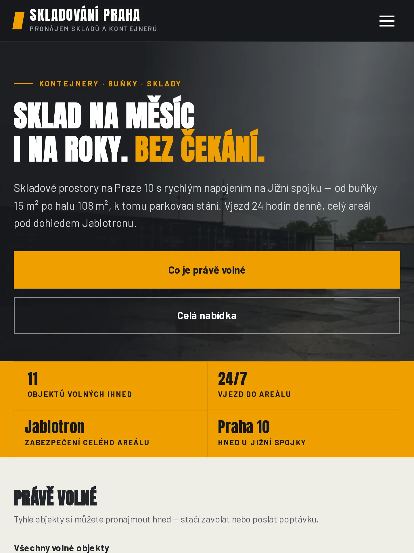 Skladování Praha — pronájem skladů, buněk a kontejnerů na tabletu