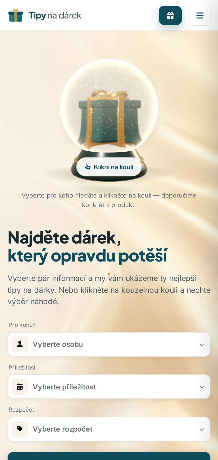 Tipy-na-dárek.cz na mobilu