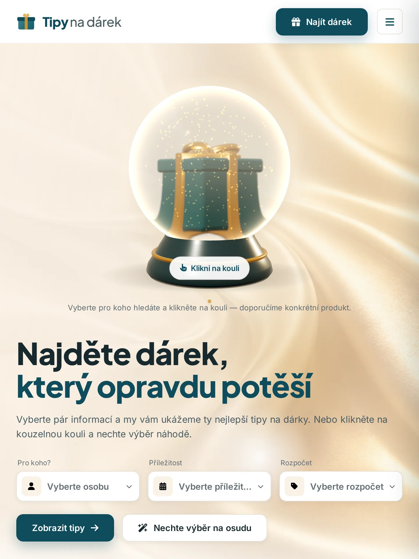 Tipy-na-dárek.cz na tabletu