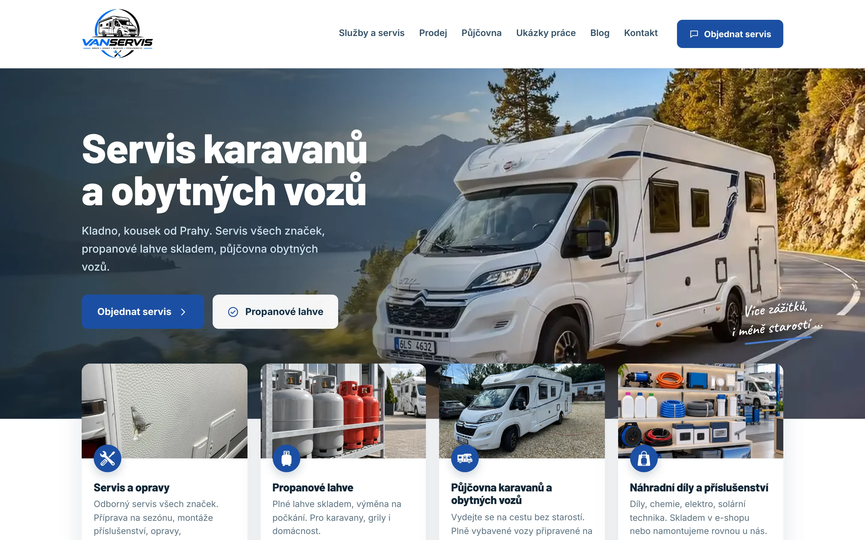 VanServis Kladno — servis, půjčovna a prodej karavanů na počítači