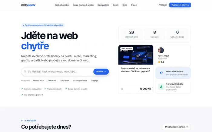 Web-Clever.cz — marketplace služeb a burza domén