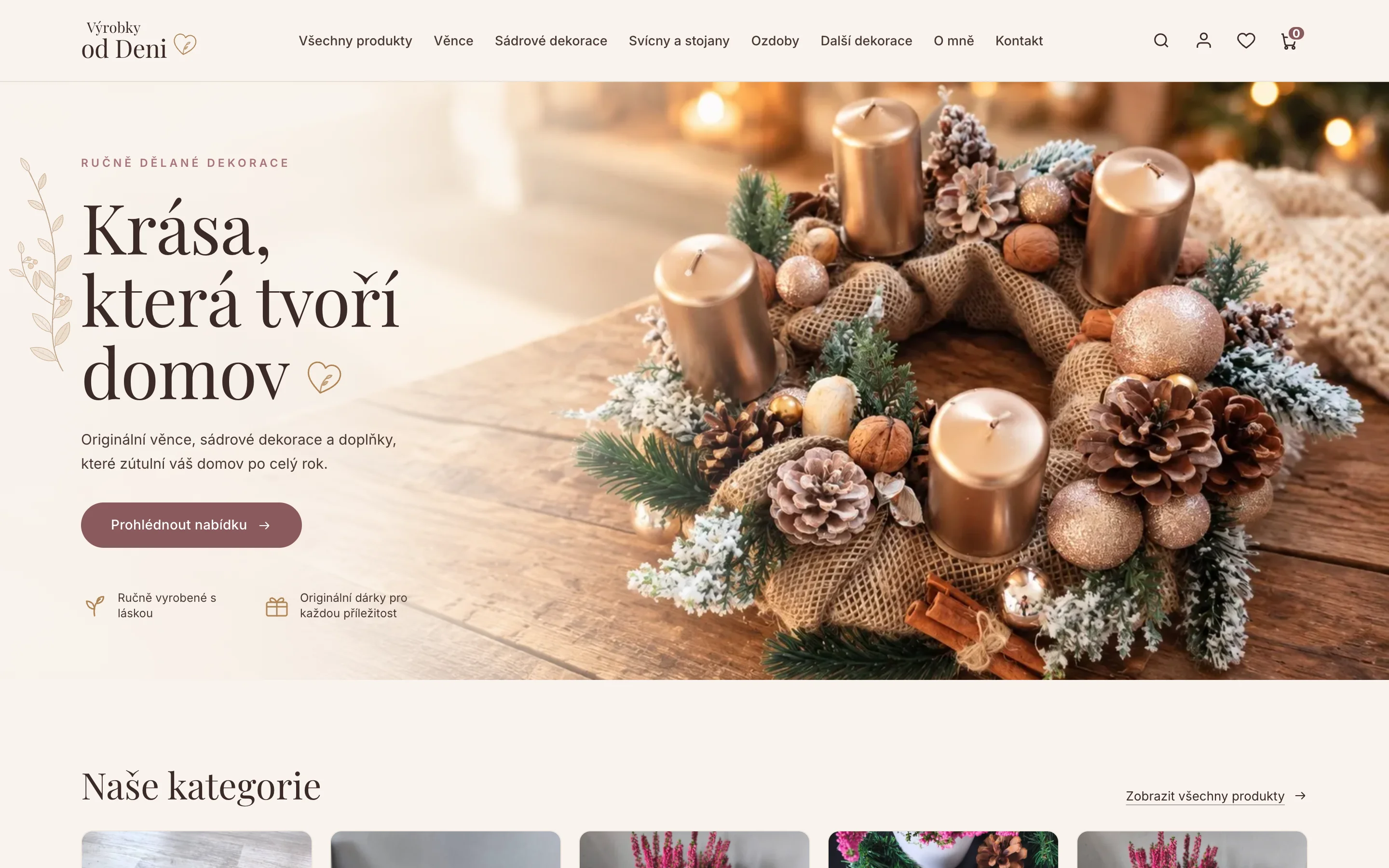 Výrobky od Deni – e-shop s ručně dělanými věnci a dekoracemi na počítači
