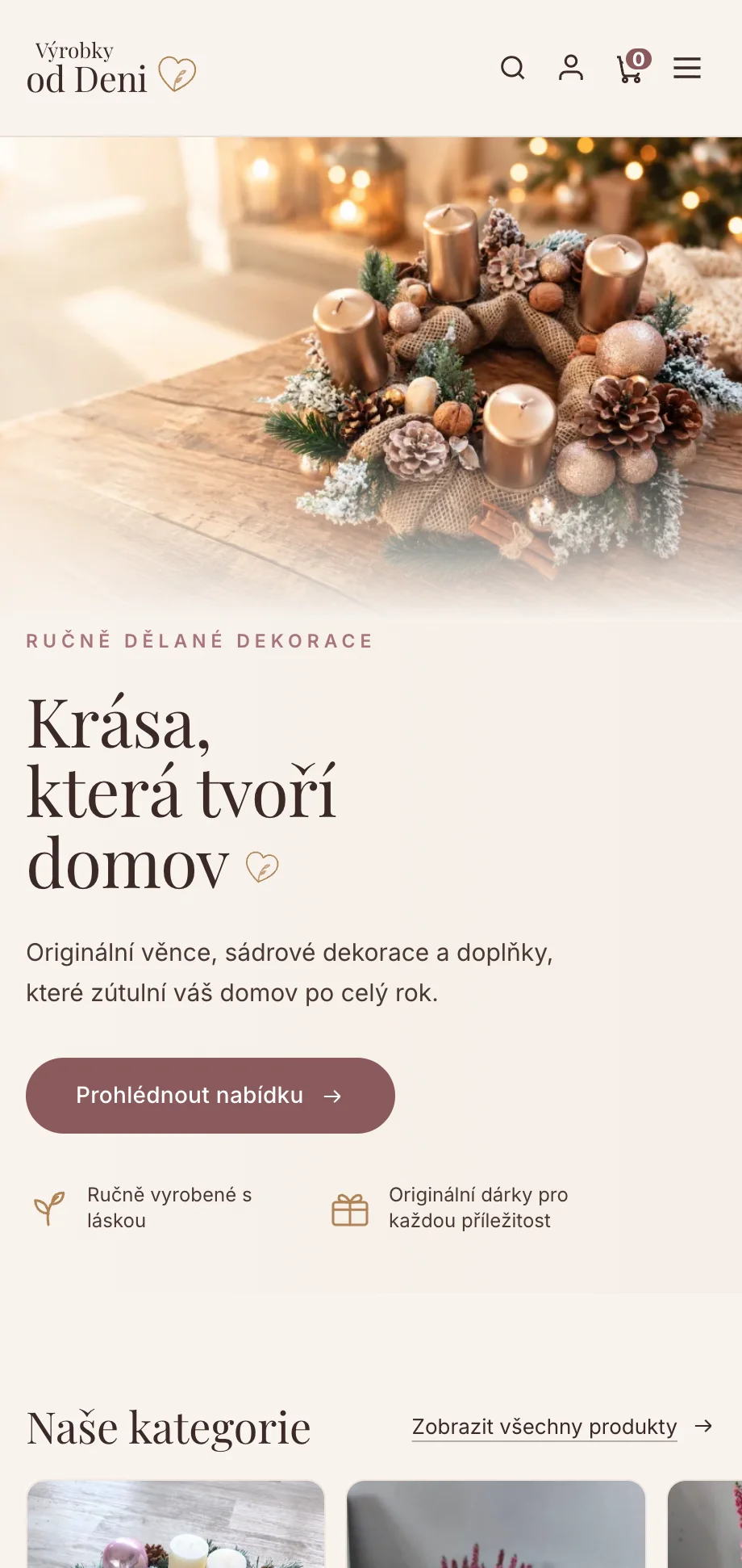 Výrobky od Deni – e-shop s ručně dělanými věnci a dekoracemi na mobilu