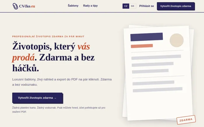 CVčko.eu – životopis online zdarma