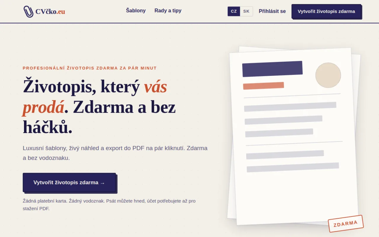CVčko.eu – životopis online zdarma