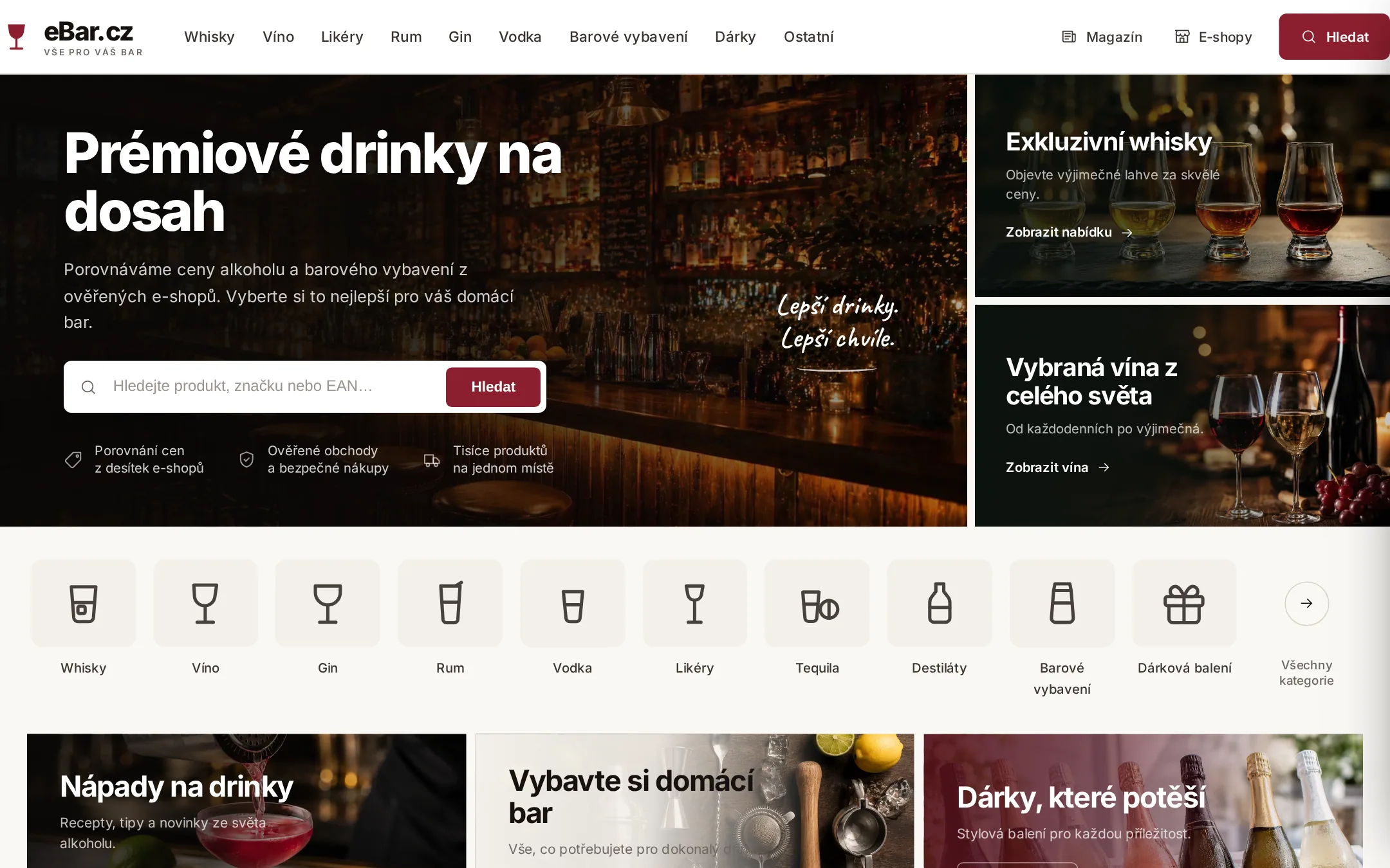 eBar.cz - Srovnávač cen alkoholu a barového vybavení