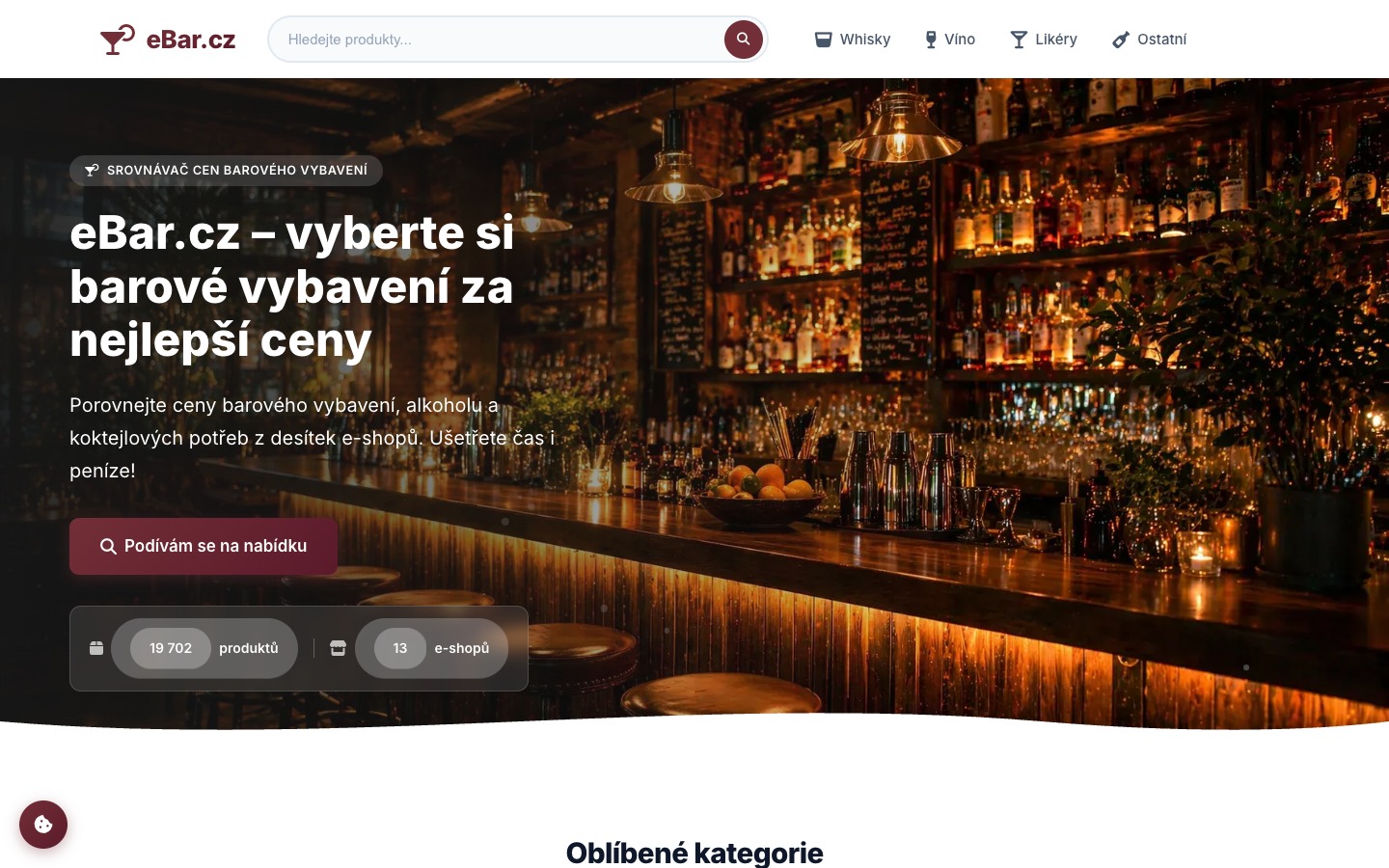 eBar.cz - Srovnávač cen alkoholu a barového vybavení