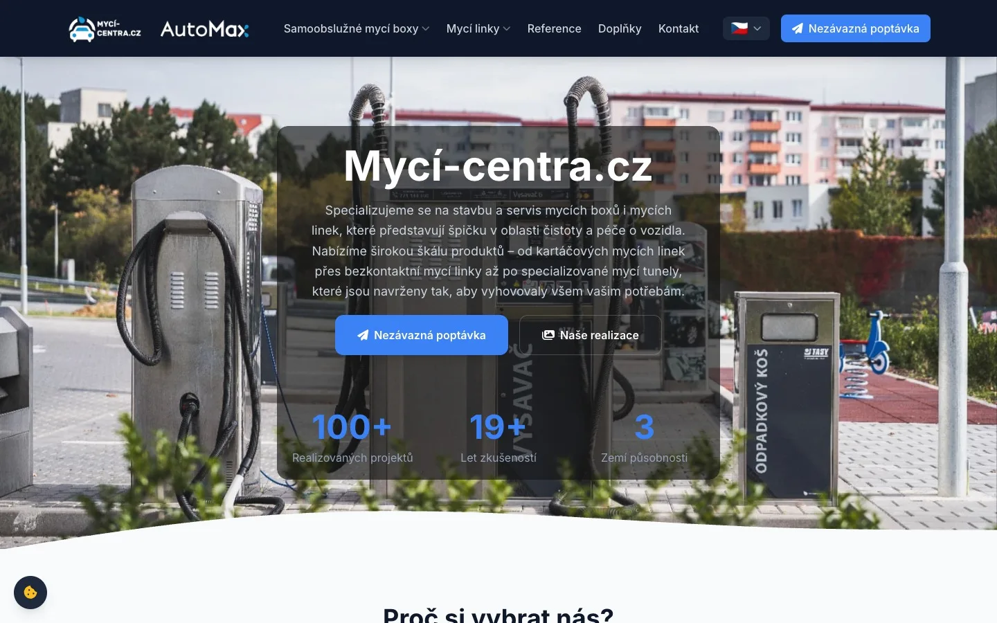 Mycí centra – trojjazyčný web s 3D konfigurátorem