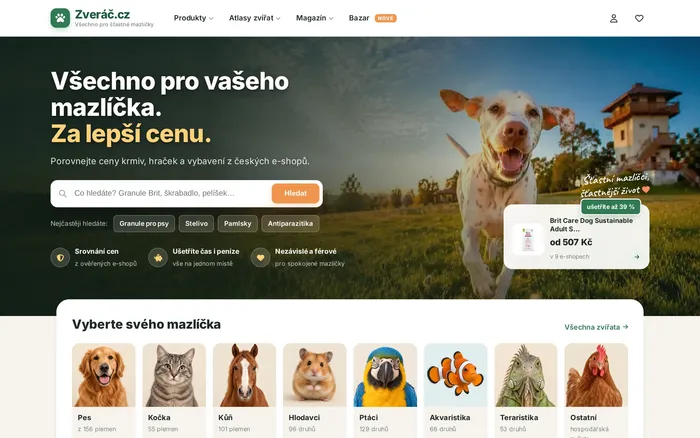 Zvěrač.cz - Srovnávač cen pro mazlíčky
