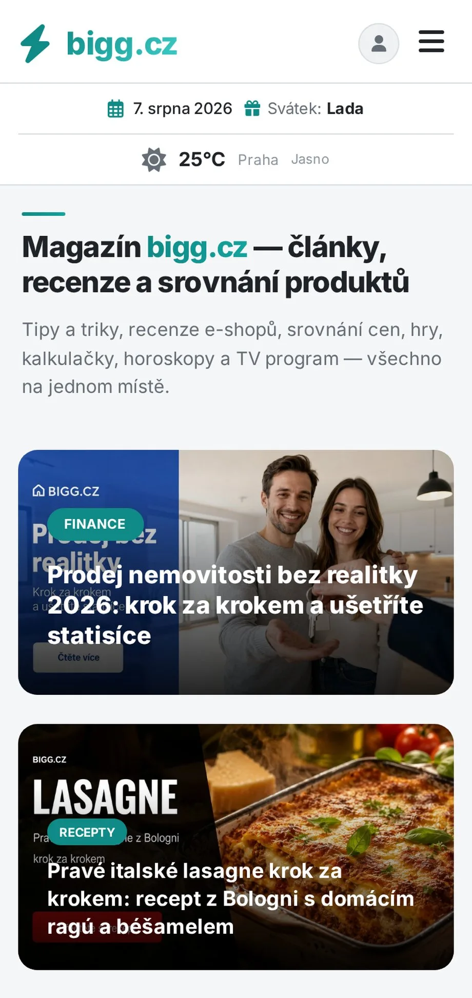 BIGG.cz - Zpravodajsko-lifestylový magazín na mobilu