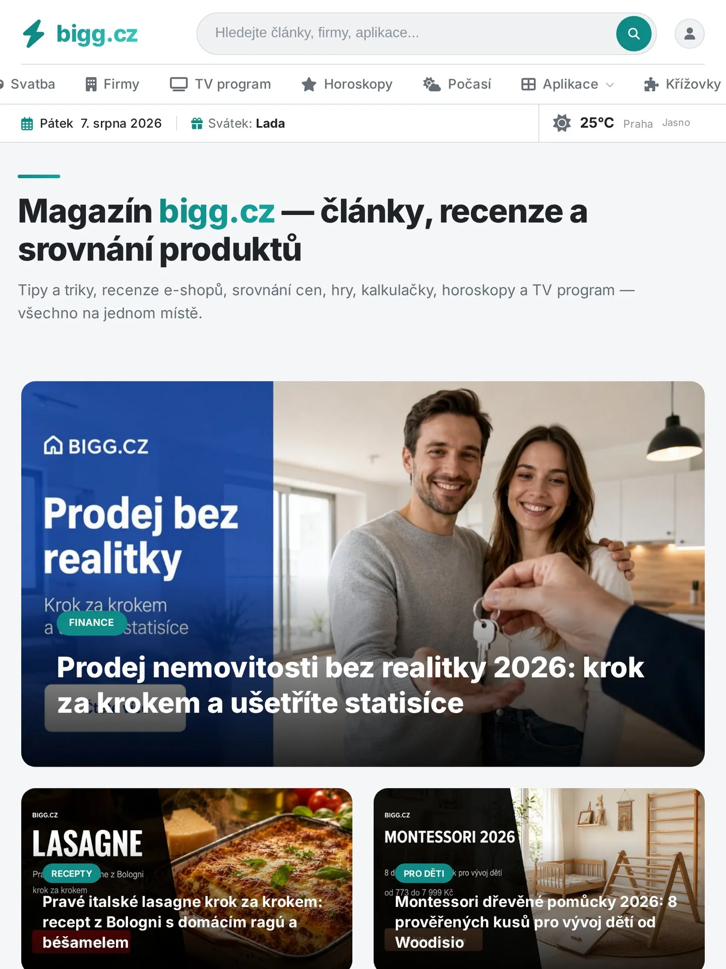 BIGG.cz - Zpravodajsko-lifestylový magazín na tabletu