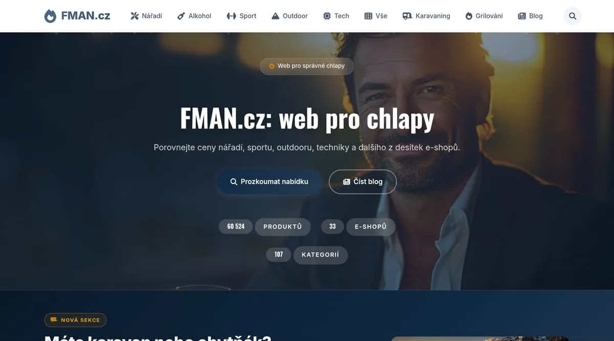 FMAN.cz - Srovnávač cen pro muže na počítači