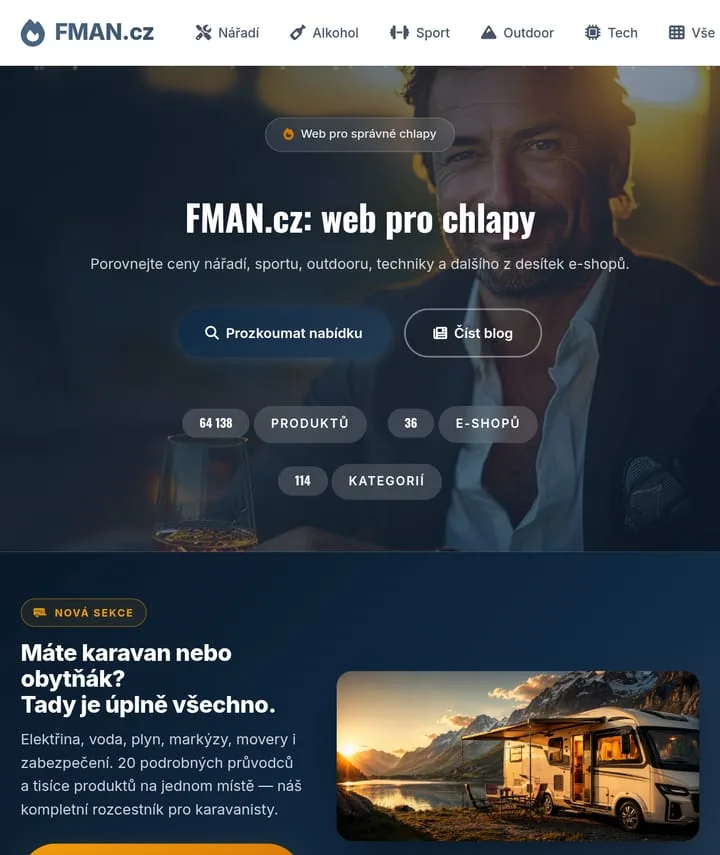 FMAN.cz - Srovnávač cen pro muže na tabletu