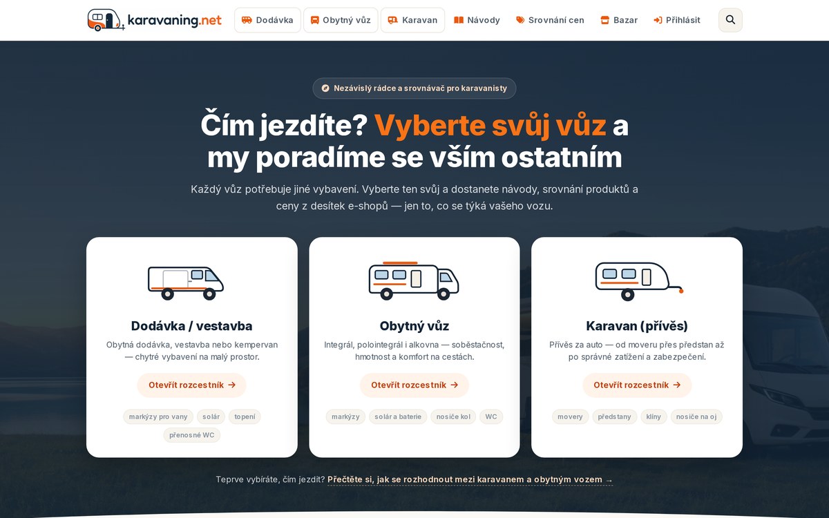 Karavaning.net – rádce a srovnávač pro karavanisty na počítači