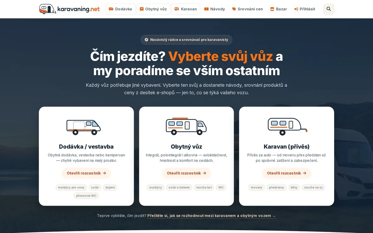 Karavaning.net – rádce a srovnávač pro karavanisty na počítači