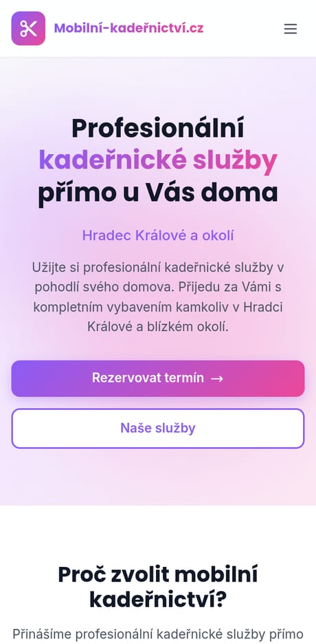 Mobilní kadeřnictví HK na mobilu
