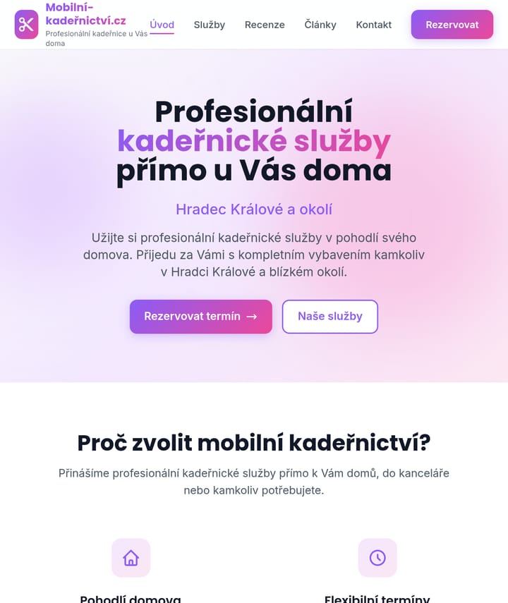Mobilní kadeřnictví HK na tabletu