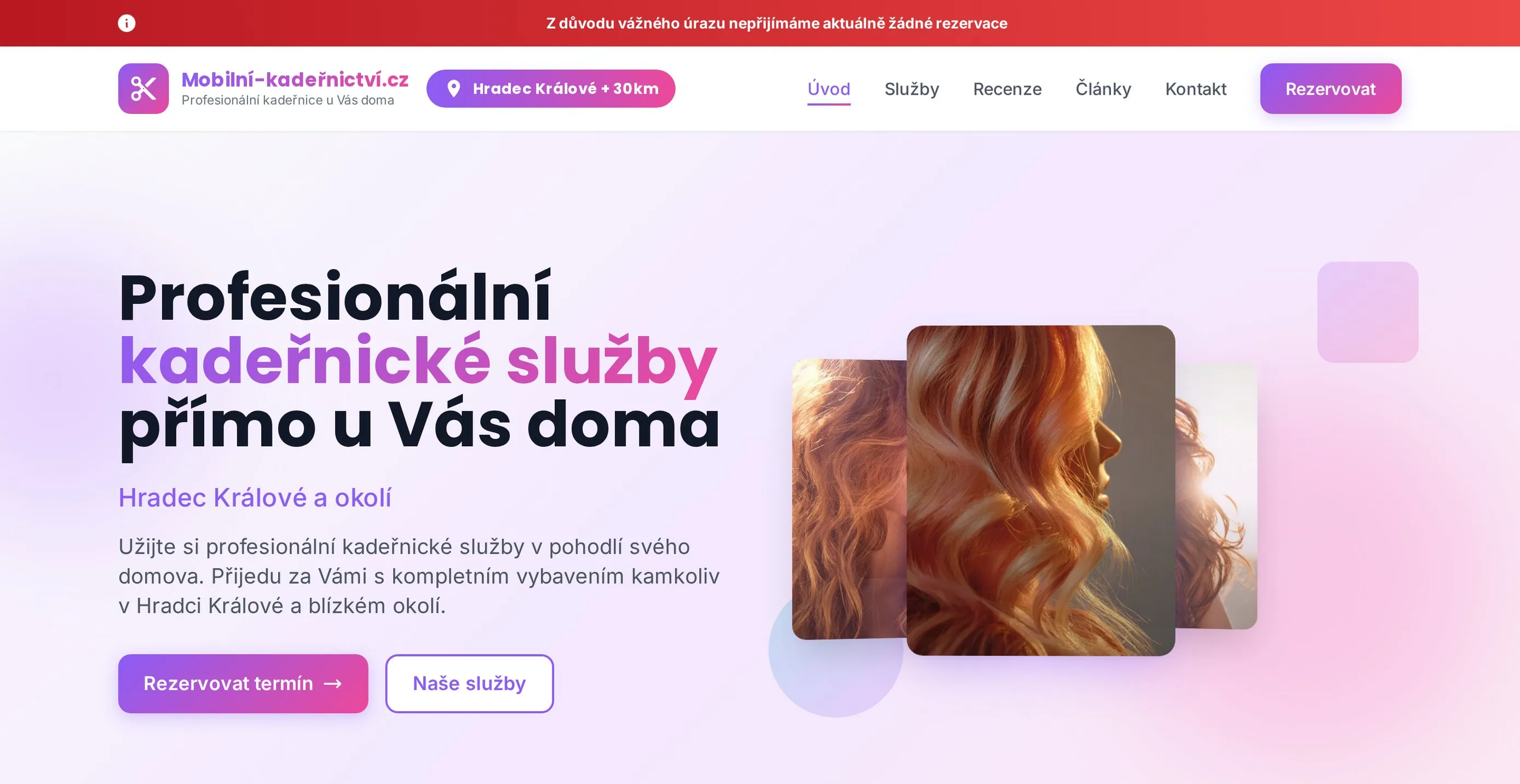 Mobilní kadeřnictví HK na počítači