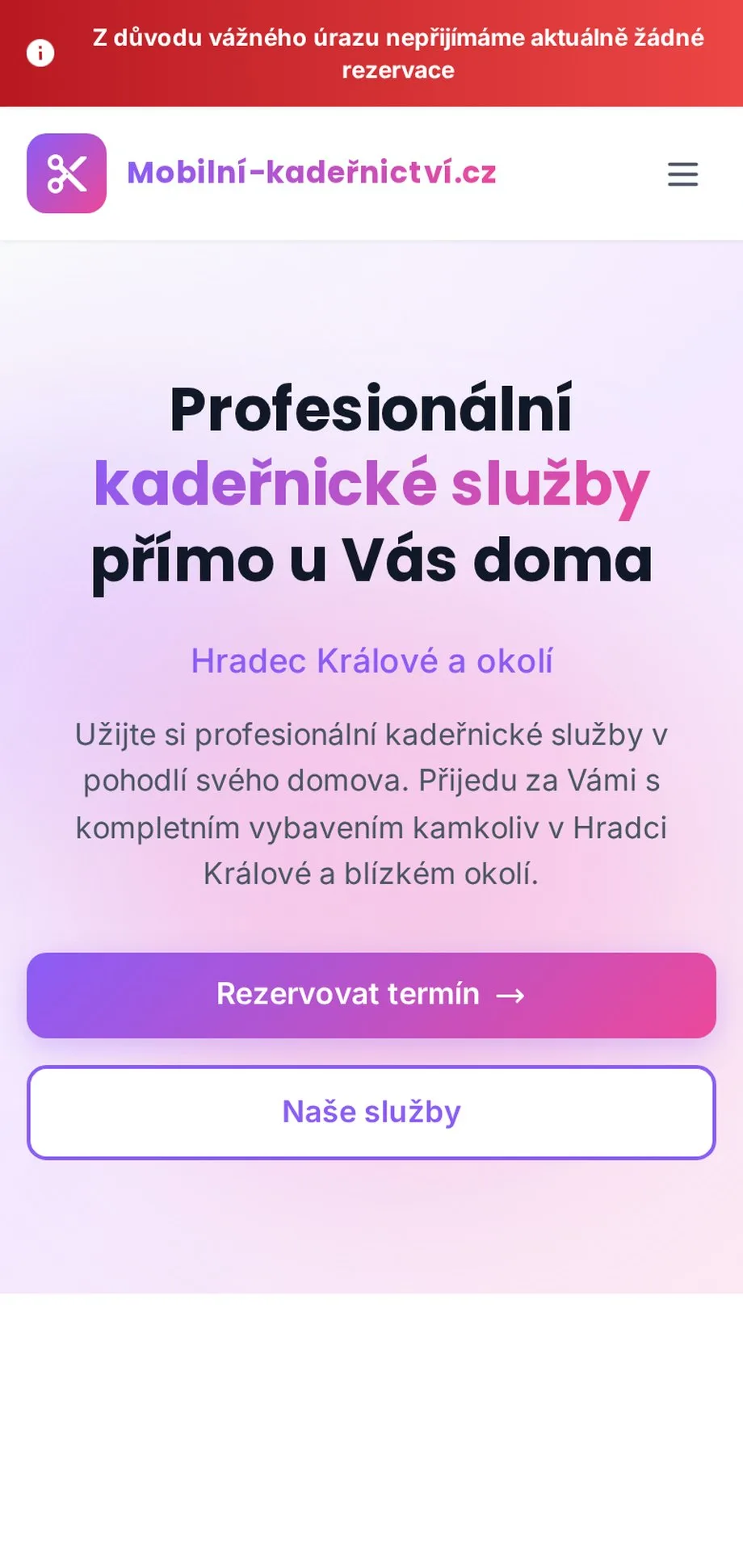 Mobilní kadeřnictví HK na mobilu