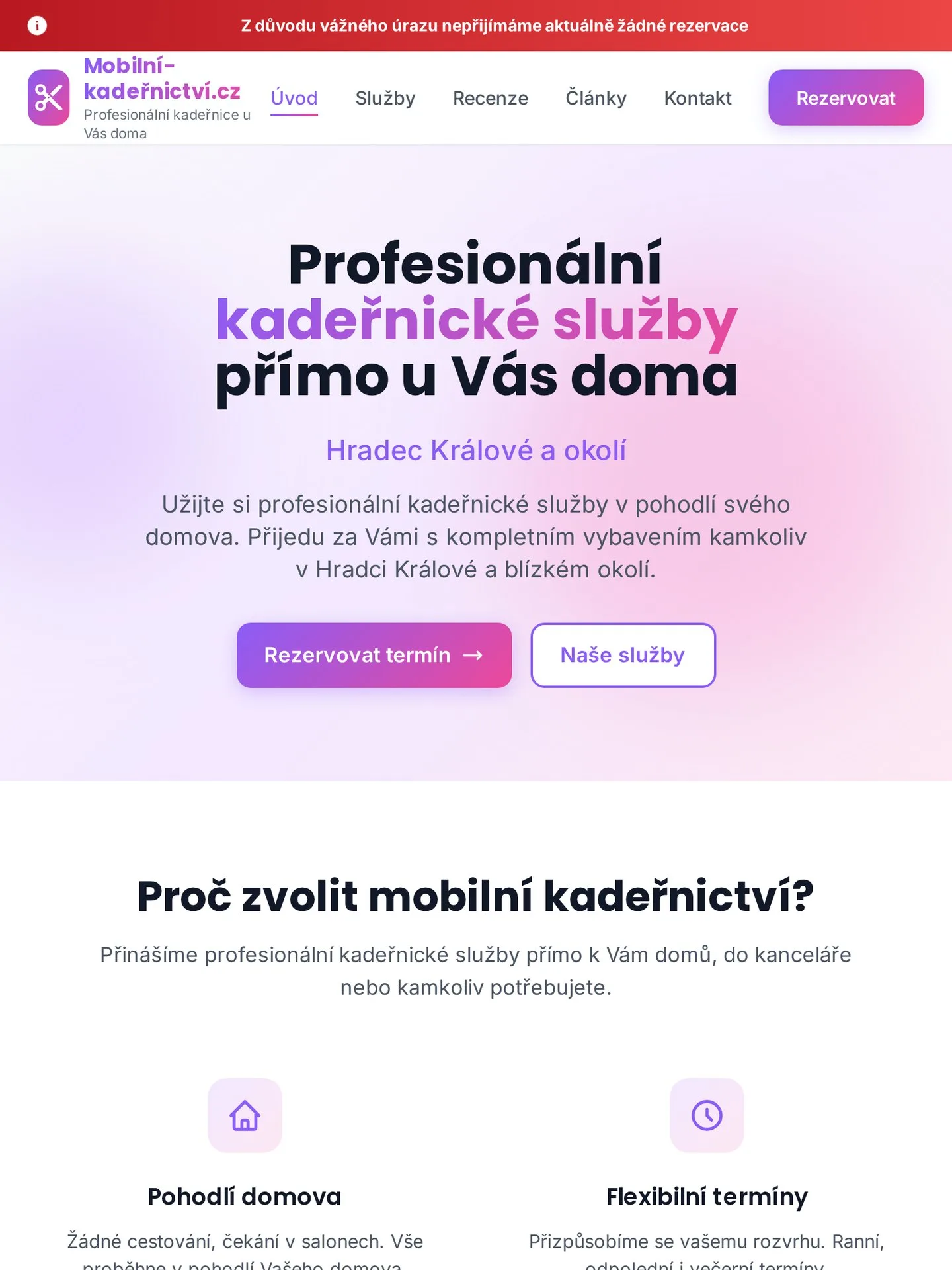 Mobilní kadeřnictví HK na tabletu