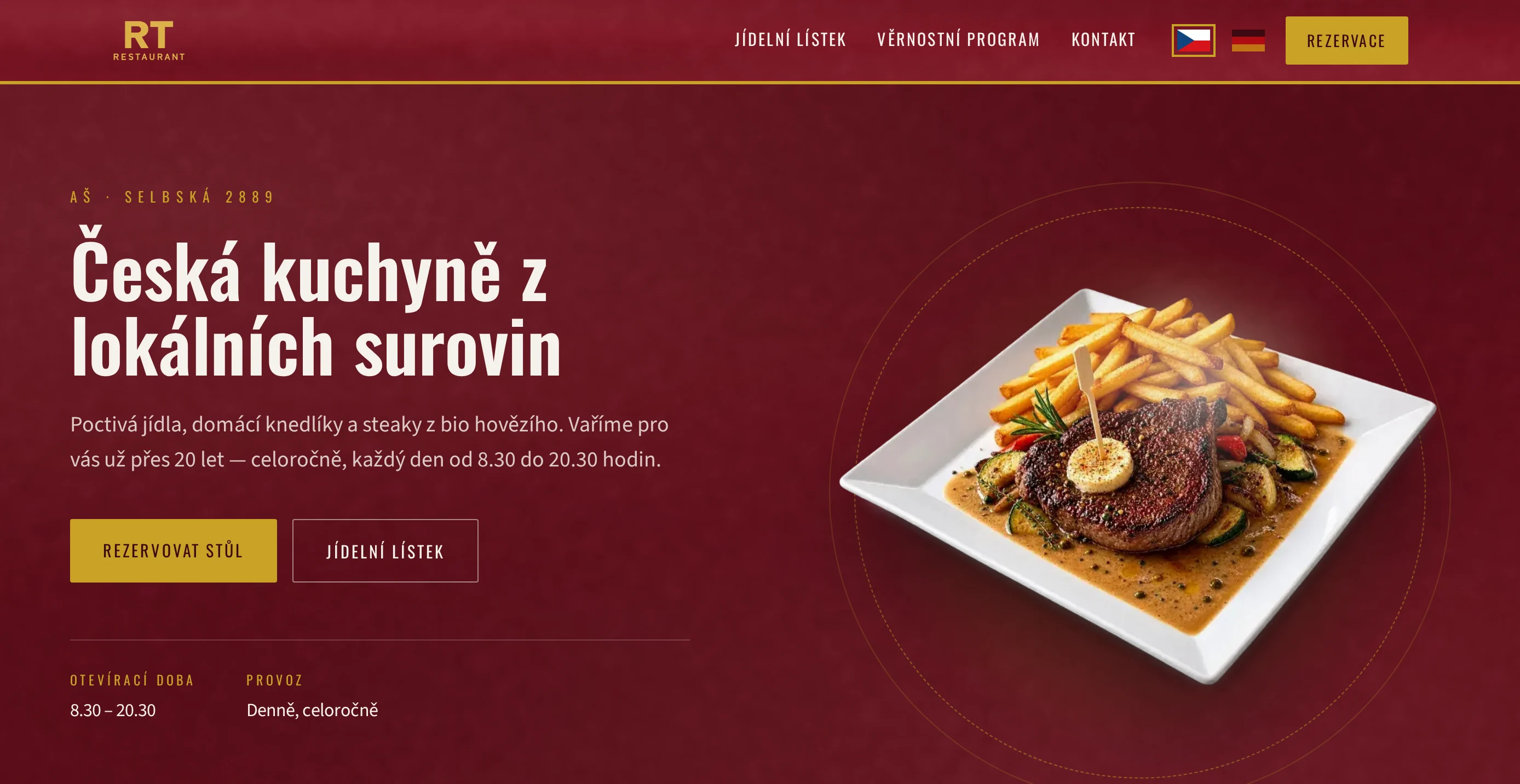 RT Restaurant Aš — web restaurace s online rezervacemi na počítači