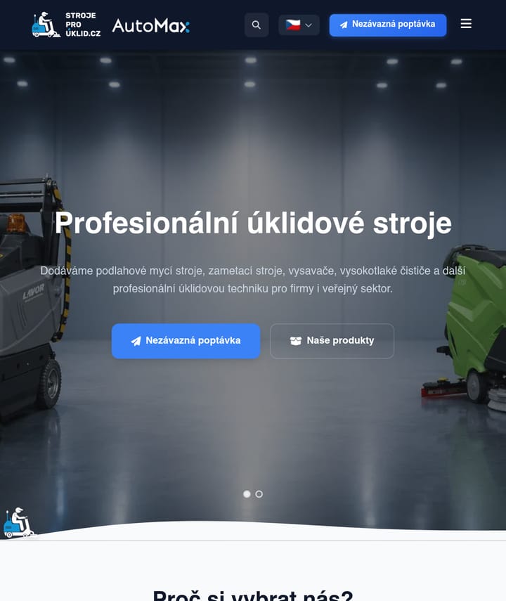 StrojeProÚklid.cz – web, který rozjel novou divizi na tabletu