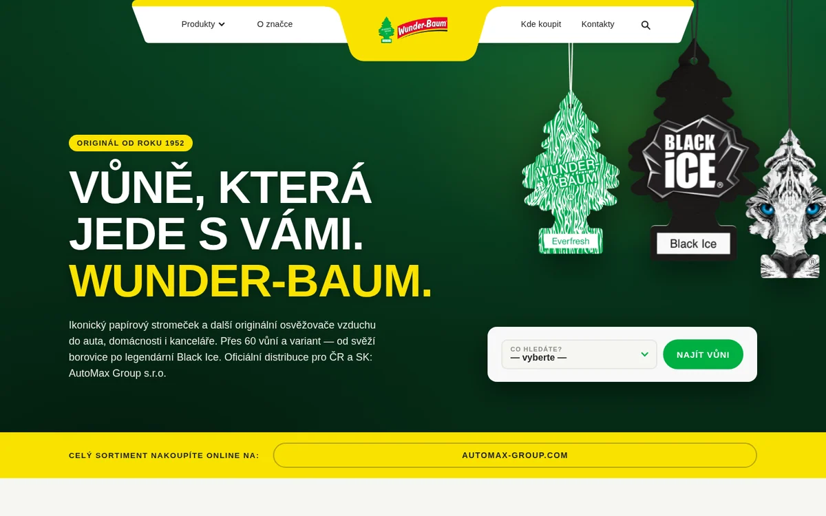 WUNDER-BAUM – weby pro světoznámou značku v ČR a na Slovensku na počítači